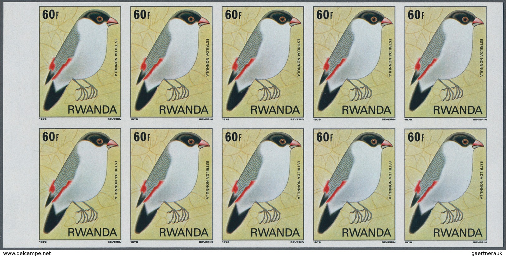 Ruanda: 1976/1983, Lot Of 14.600 IMPERFORATE (instead Of Perforate) Stamps MNH, Showing Various Topi - Andere & Zonder Classificatie