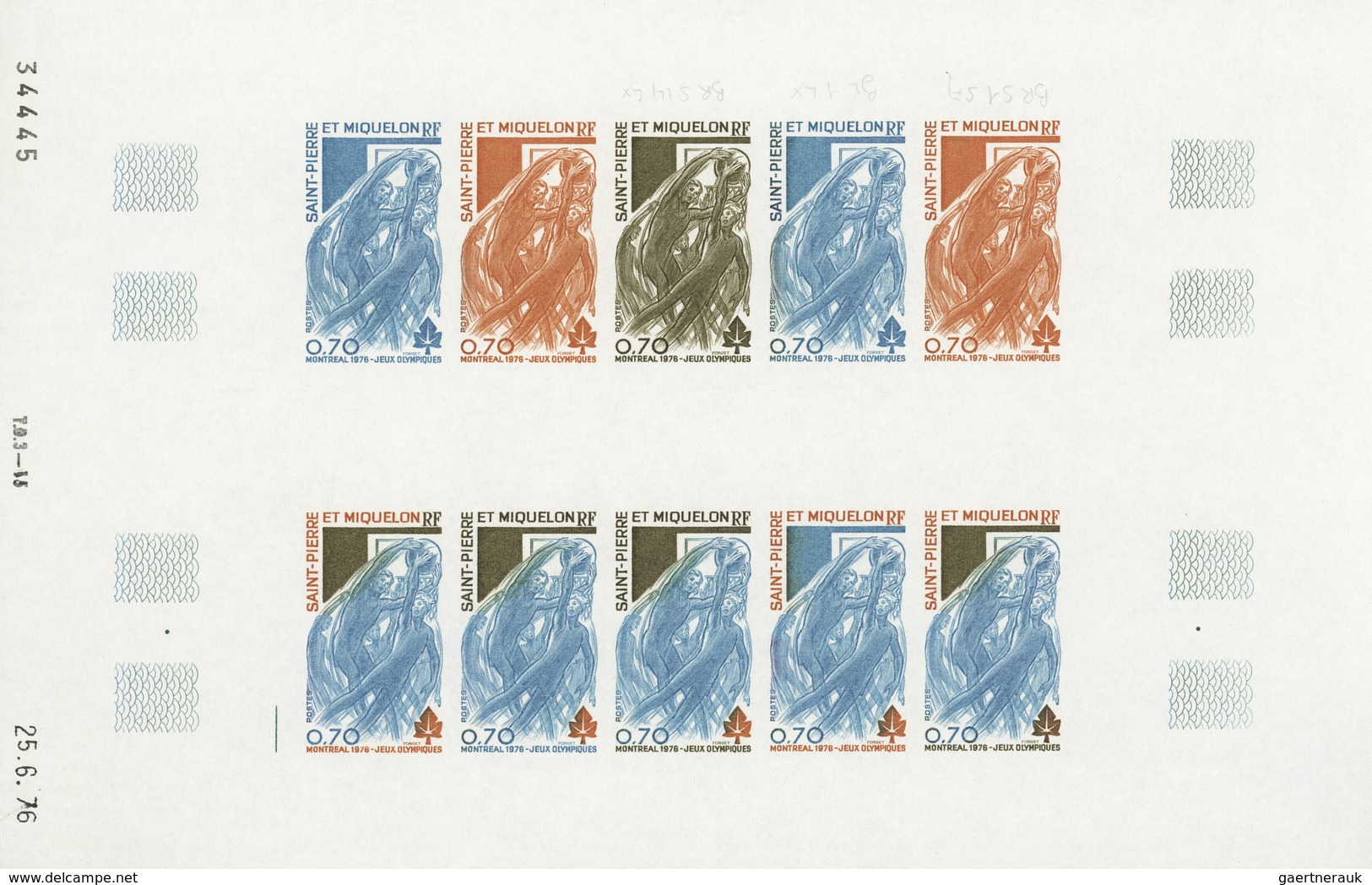 St. Pierre und Miquelon: 1969/1975, IMPERFORATE COLOUR PROOFS, MNH collection of 49 complete sheets