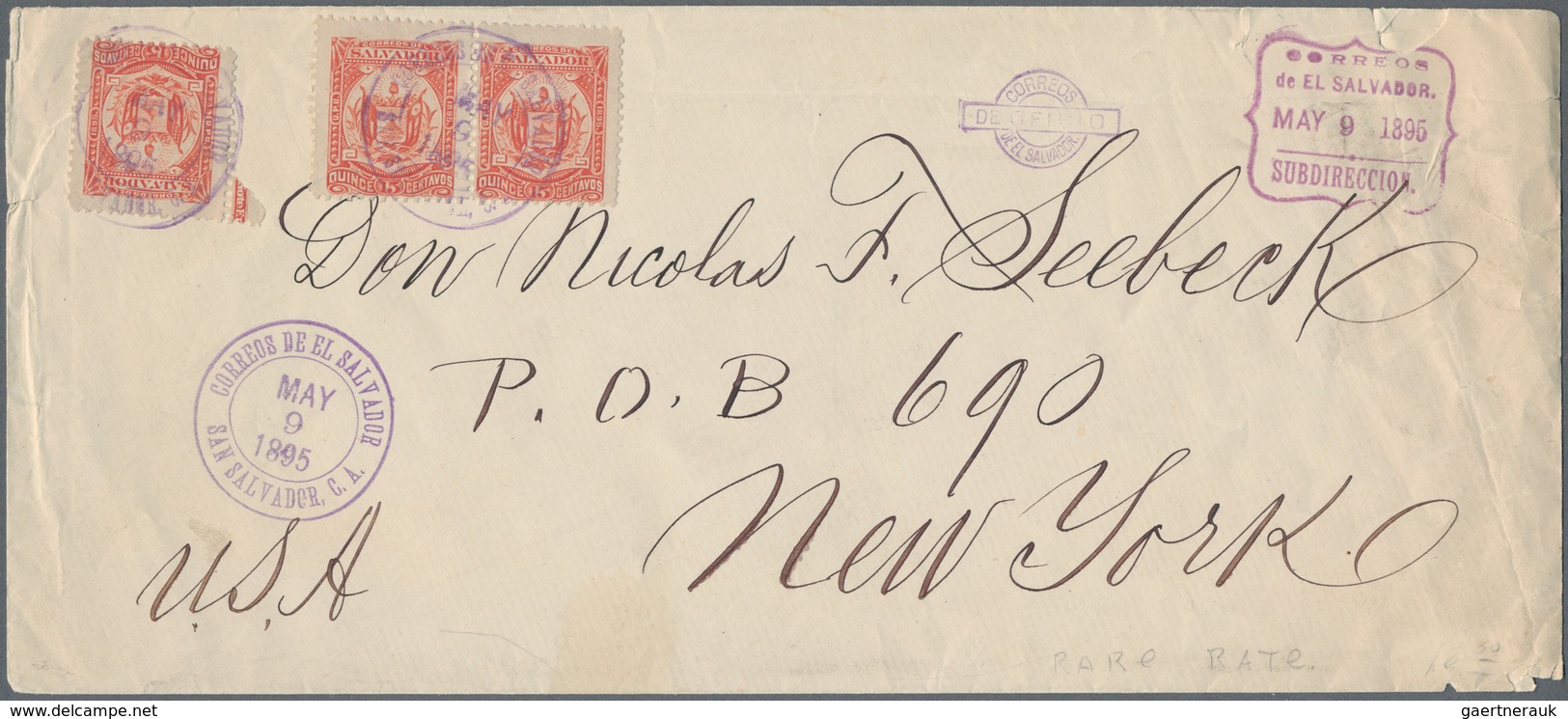 El Salvador: 1891/1903, 17 Complete Envelopes And One Front, Many Franked With SEEBECK-stamps. Some - El Salvador