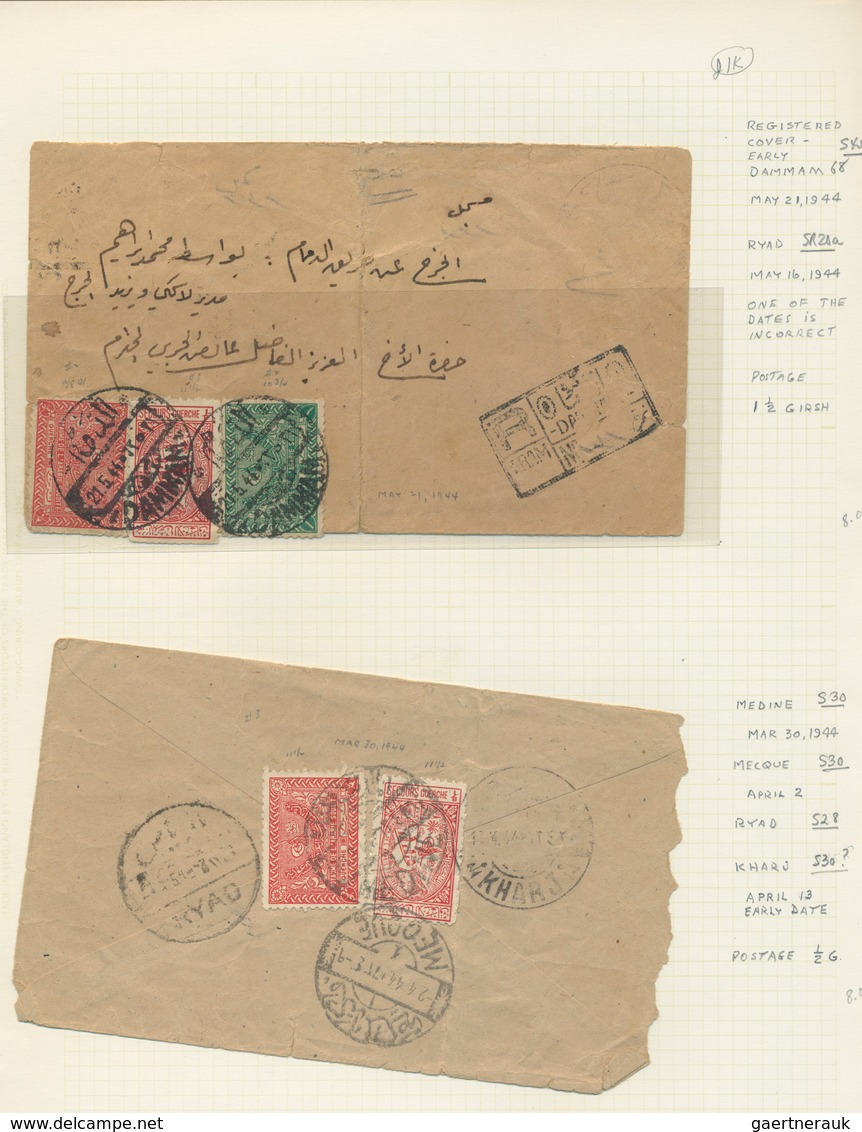 Saudi-Arabien: 1940-60, Album With Covers Showing Attractive Frankings, Many Air Mails, A Wide Range - Arabie Saoudite