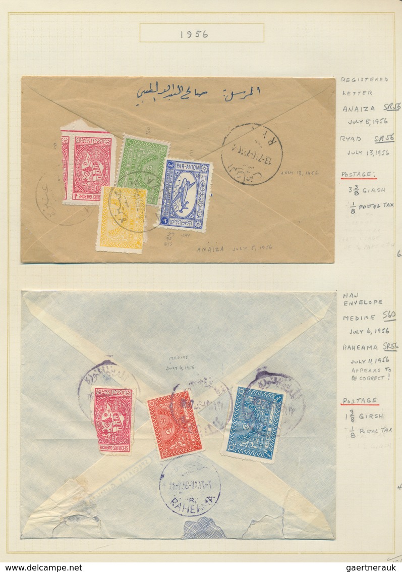 Saudi-Arabien: 1940-60, Album With Covers Showing Attractive Frankings, Many Air Mails, A Wide Range - Saoedi-Arabië