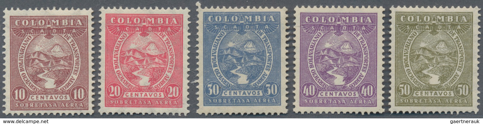 SCADTA - Ausgaben Für Kolumbien: 1921/1929, Unusual Large Accumulation With 'airplane Over Volcano', - Colombia