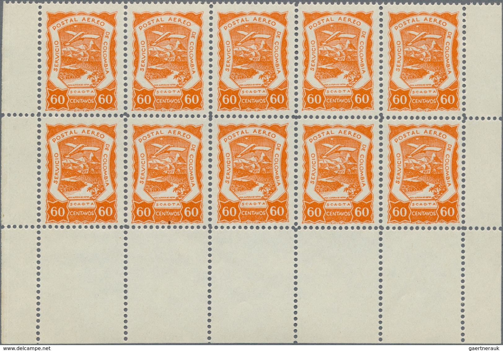 SCADTA - Ausgaben Für Kolumbien: 1923, SERVICIO POSTAL AEREO DE COLOMBIA 60c. Orange-red In An Inves - Colombia