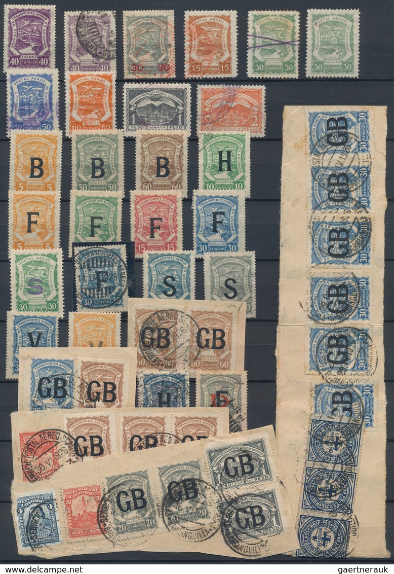 SCADTA - Länder-Aufdrucke: 1923, Used And Mint Assortment Of Apprx. 170 Stamps Mainly Bearing Variou - Vliegtuigen