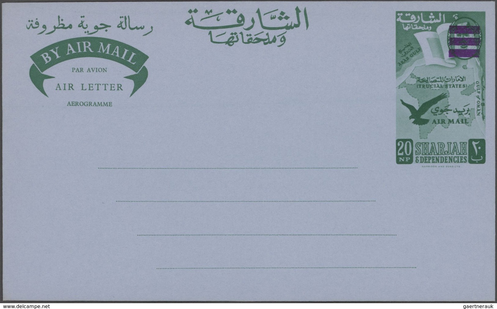 Schardscha / Sharjah: 1964/68, 12 Unused Postal Stationery Airgrams, Incl. Revaluations, Overprints - Sharjah