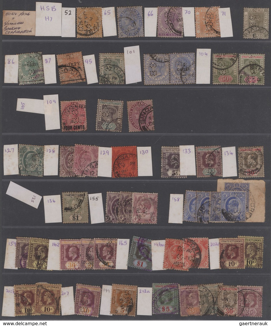 Singapur: 1867-1940's Ca. - PERFINS: Collection Of More Than 800 Stamps Showing Perfins Of Singapore - Singapore (...-1959)