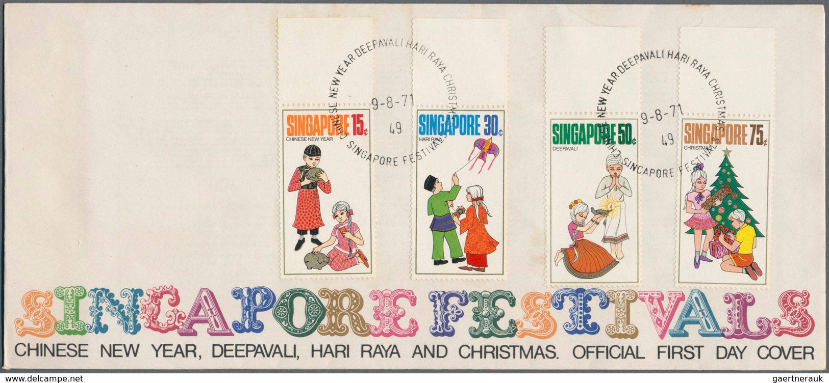 Singapur: 1960-70's (mostly): More Than 600 FDC's Plus Few Covers, In Various Quantitees, With A Lot - Singapour (...-1959)