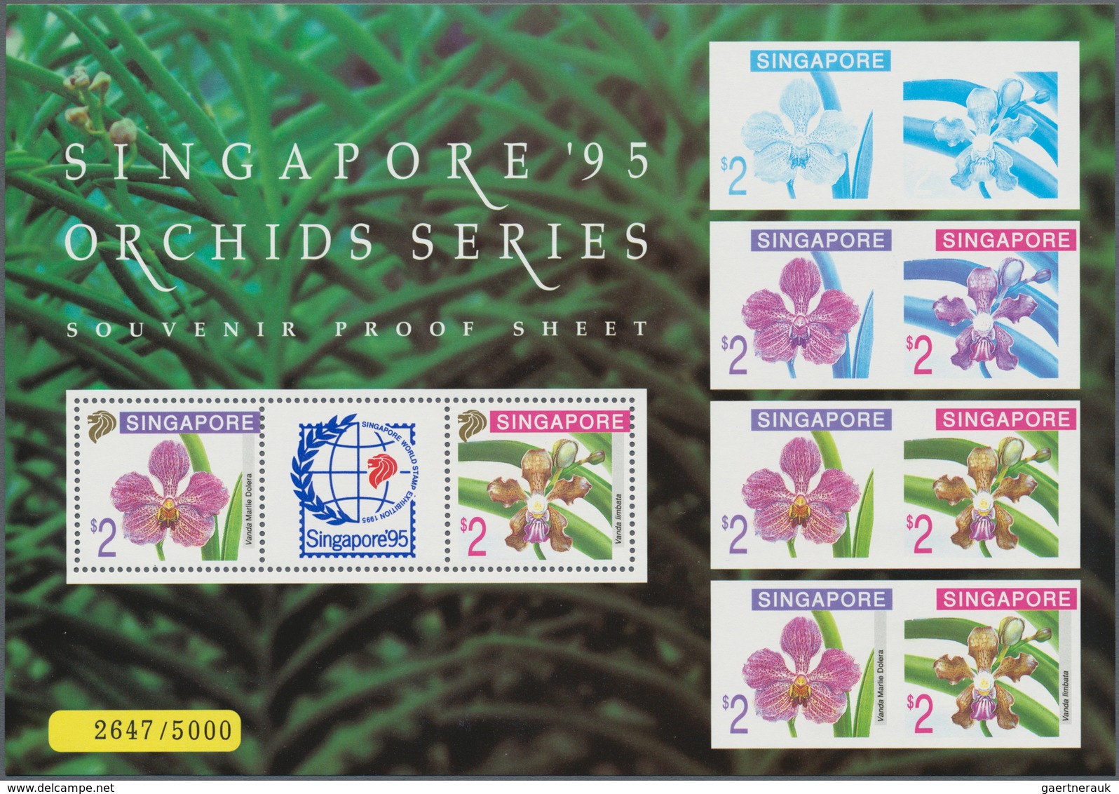 Singapur: 1995 Singapore Stamp Exhibition: 11 Exhibition Folders Containing Orchids Stamps And Minia - Singapour (...-1959)