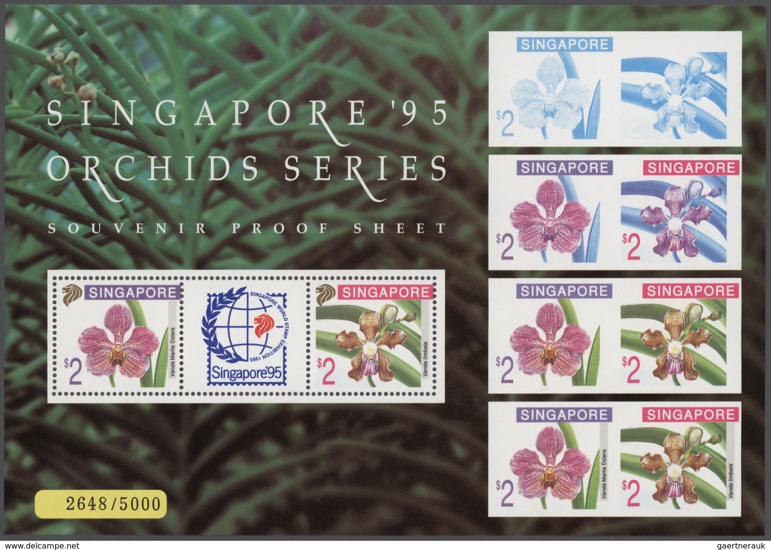 Singapur: 1995 Singapore Stamp Exhibition: Three Exhibition Folders Containg Orchids Stamps And Mini - Singapore (...-1959)