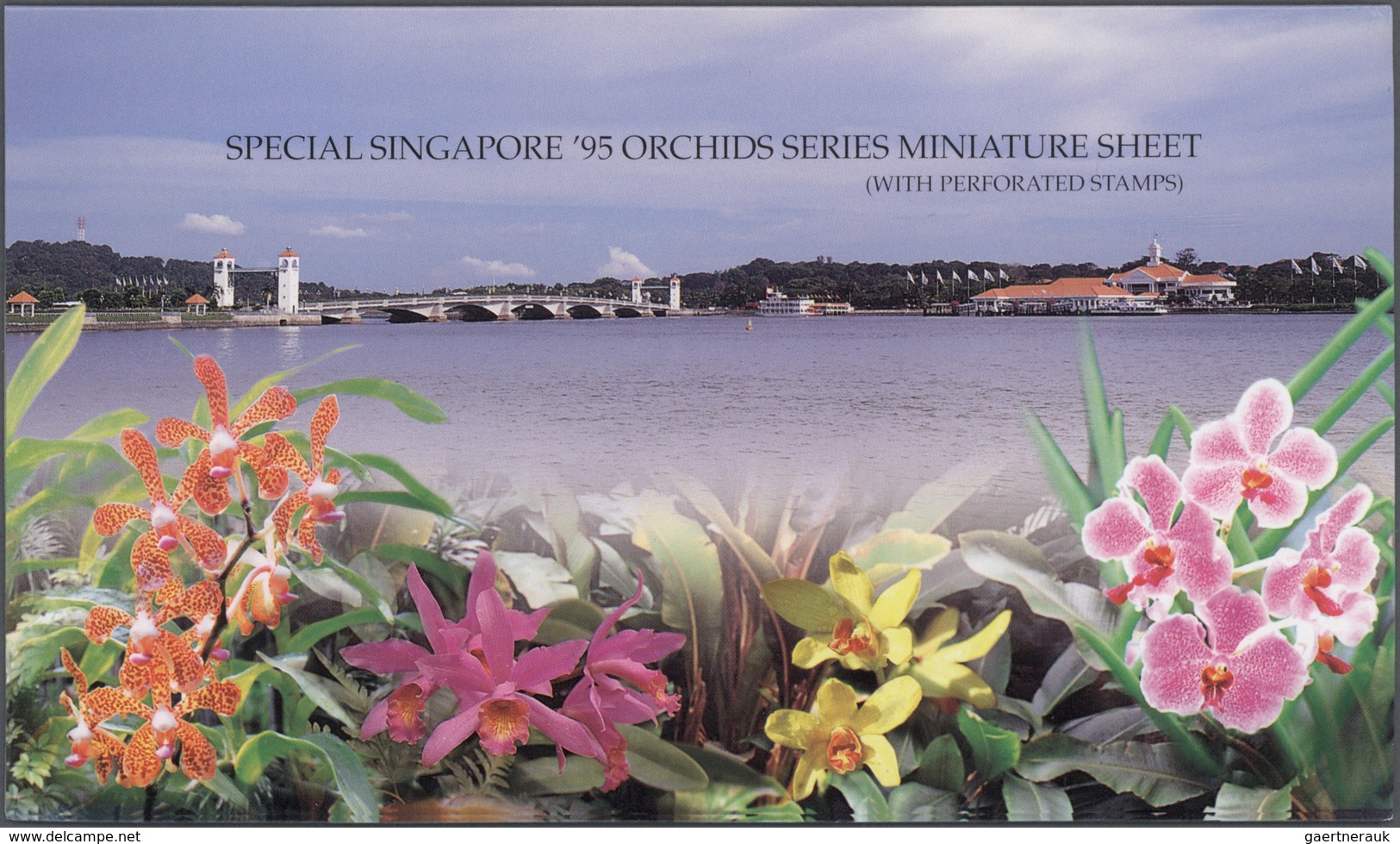 Singapur: 1995, Stamp Exhibition SINGAPORE '95 ("Orchids"), Special Souvenir Sheet With Orange Sheet - Singapore (...-1959)