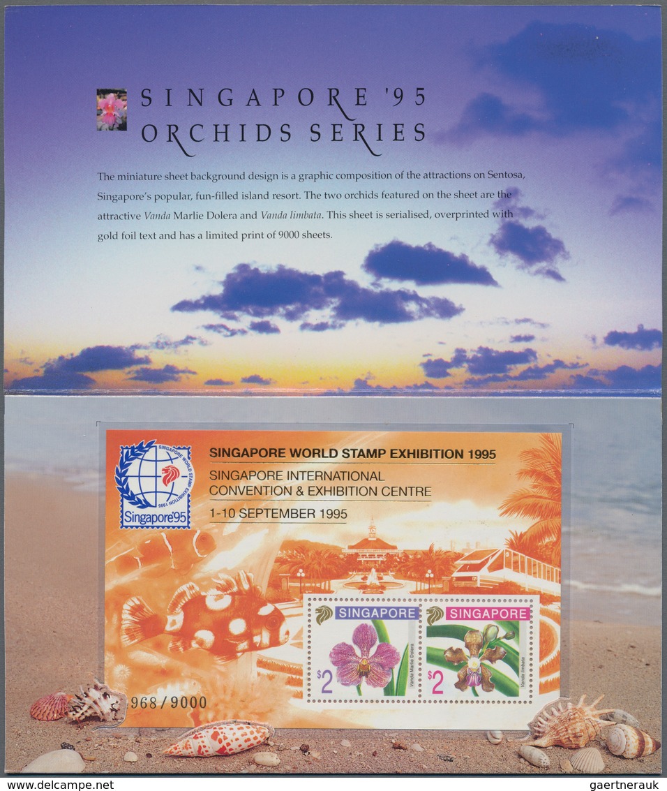 Singapur: 1995: 200 'Orchids' Miniature Sheets = Even 100 Of Orangutan M/s IMPERF And September M/s - Singapour (...-1959)