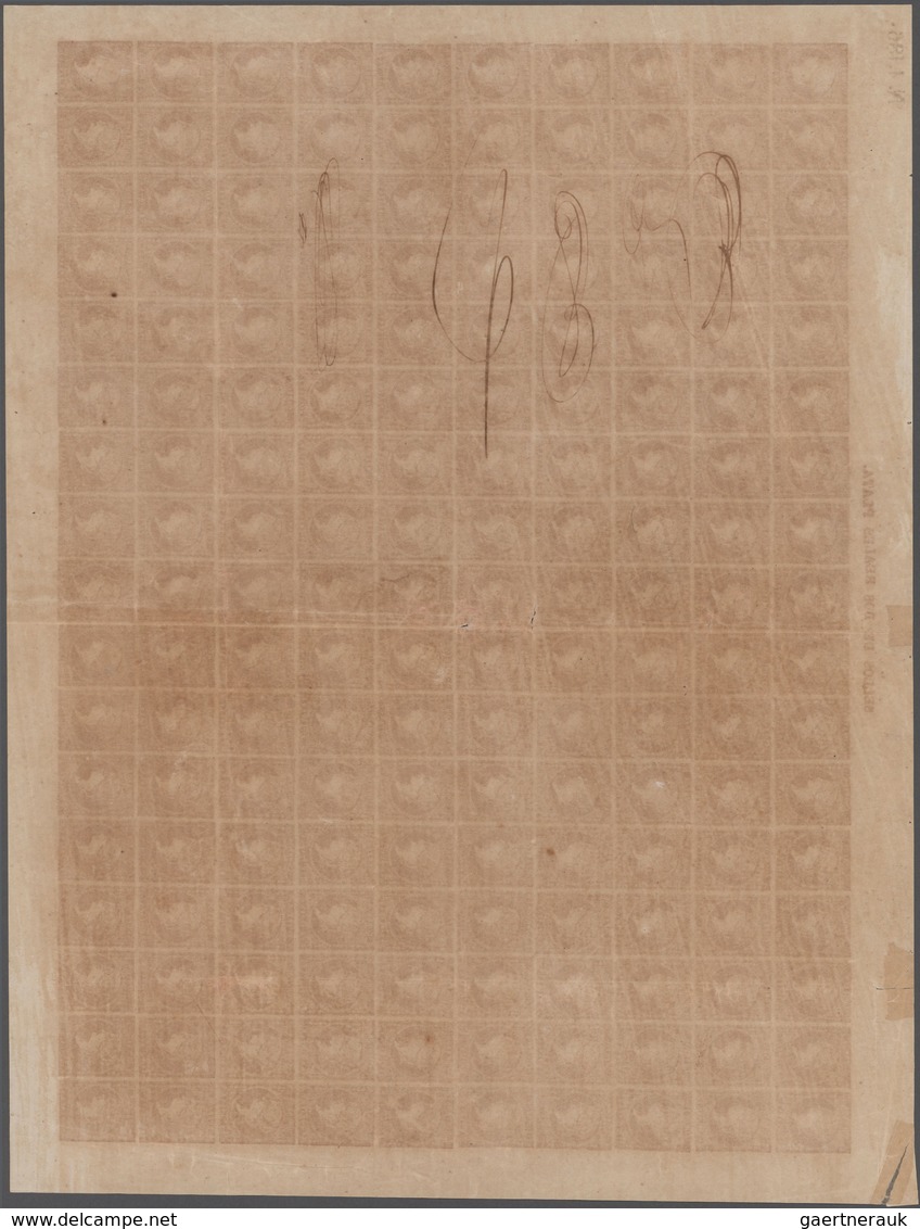 Spanisch-Westindien: 1857, Queen Isabella Without Watermark, 2r. Red, Complete Sheet "N 1,186." Of 1 - Aguera