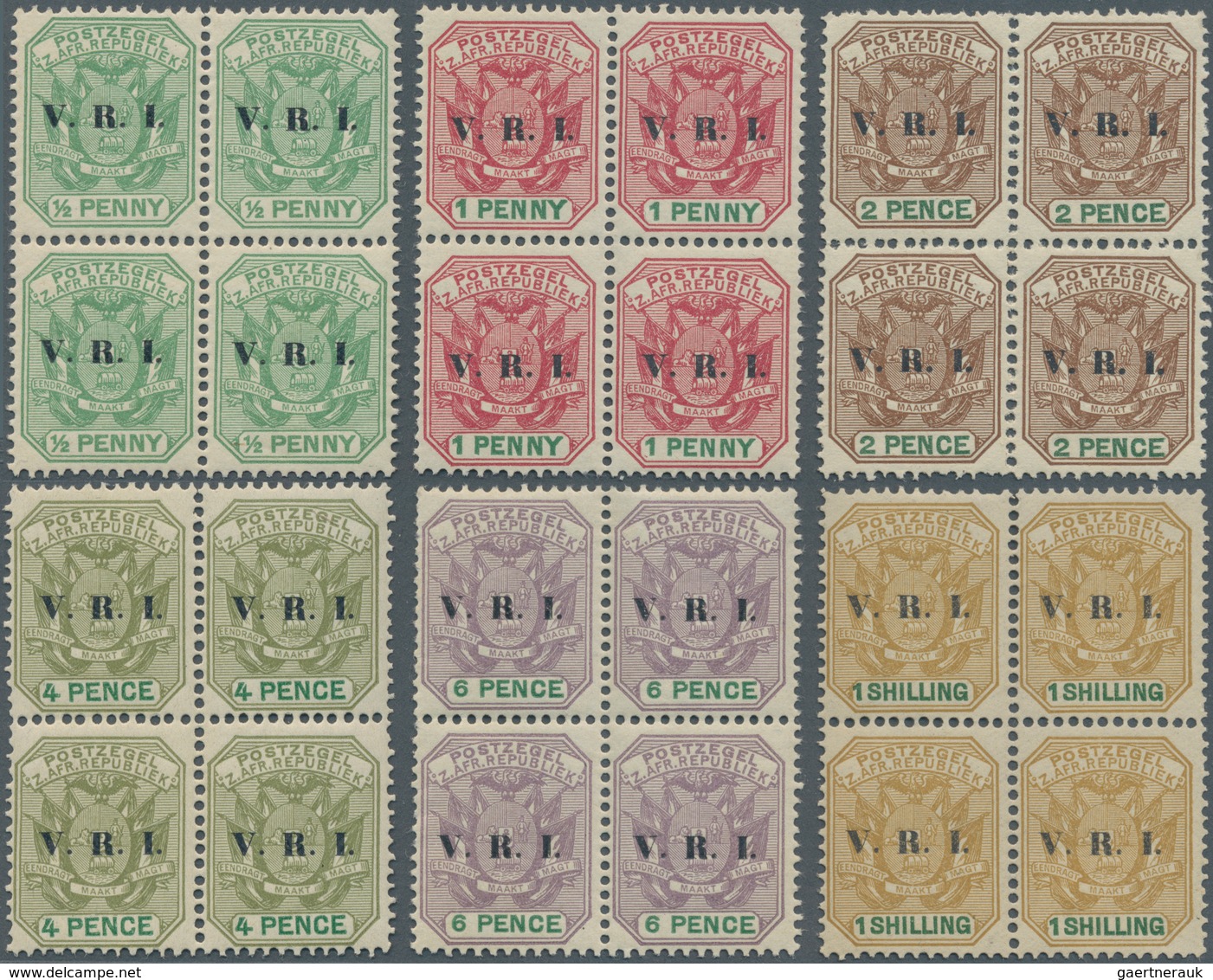 Transvaal: 1900/1901, Coat Of Arms With Overprints Incl. 'V.R.I.' Part Set Of Nine ½d. To 2s.6d., 'E - Transvaal (1870-1909)