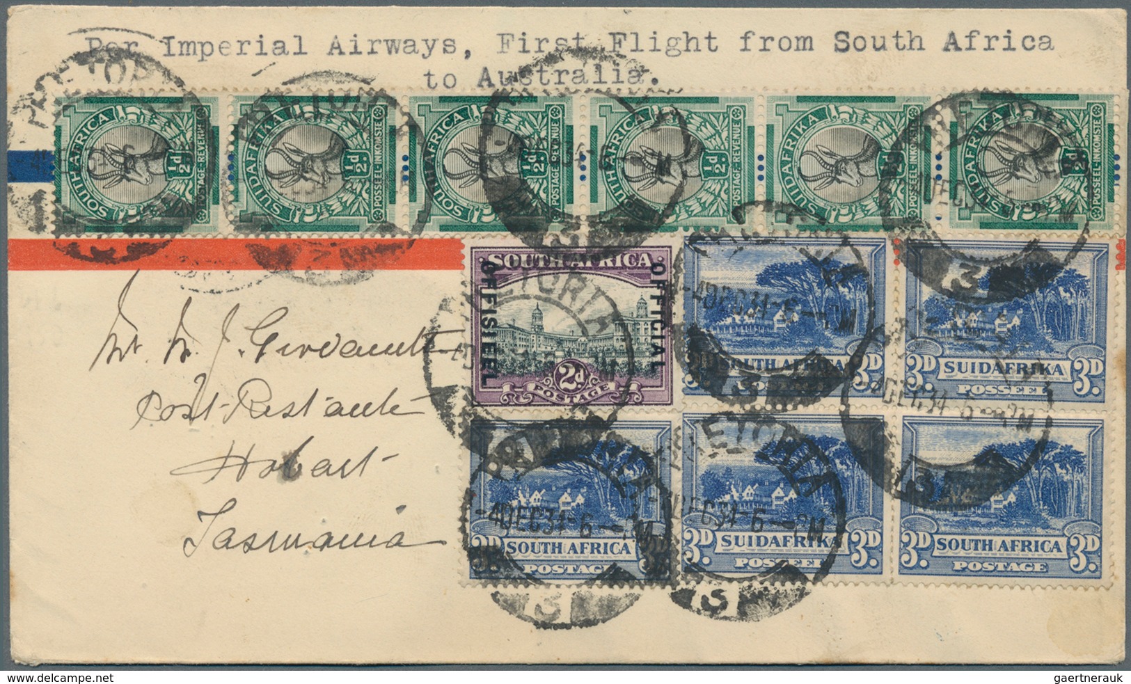 Südafrika: 1913/1955 (ca.), Accumulation With About 130 Covers Incl. Registered And Airmails, Offici - Oblitérés