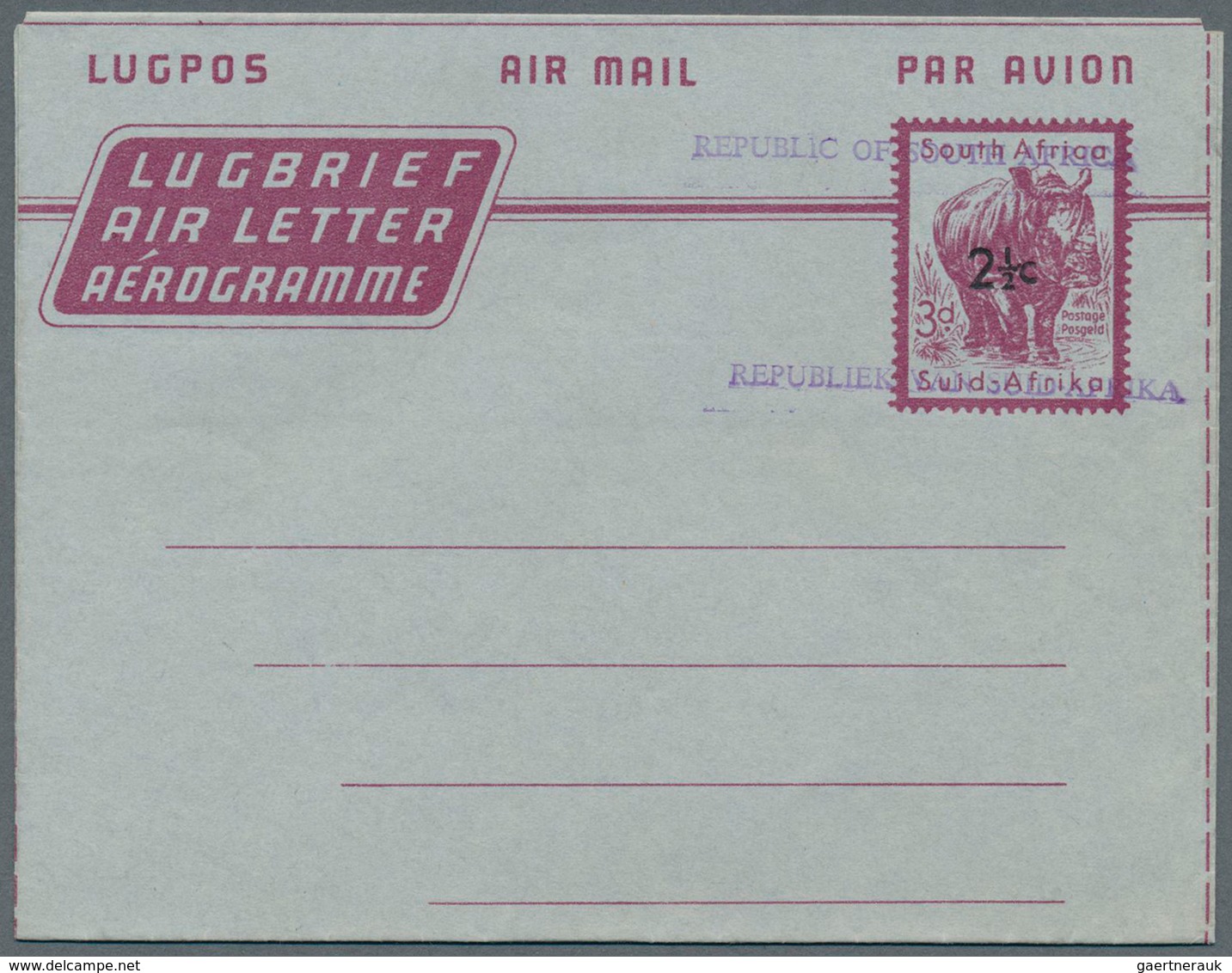 Südafrika - Ganzsachen: 1947/1971 (ca.), AEROGRAMMES: accumulation with about 1.350 unused and used/