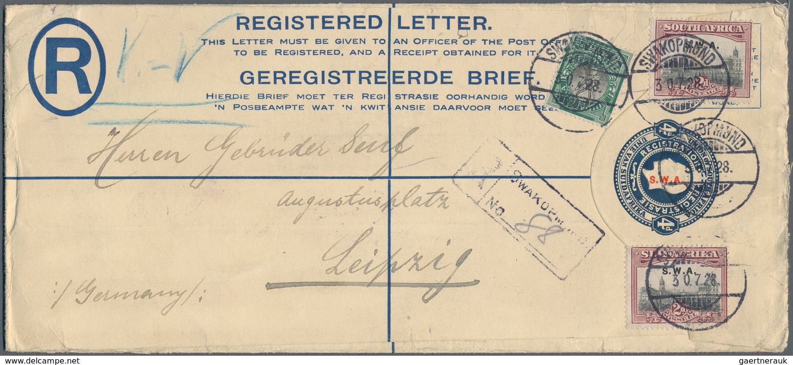 Südwestafrika: 1923/1928, 15 Used Registered Letter Stationary Envelopes (Higgins & Gage Ex No. 3/11 - Africa Del Sud-Ovest (1923-1990)