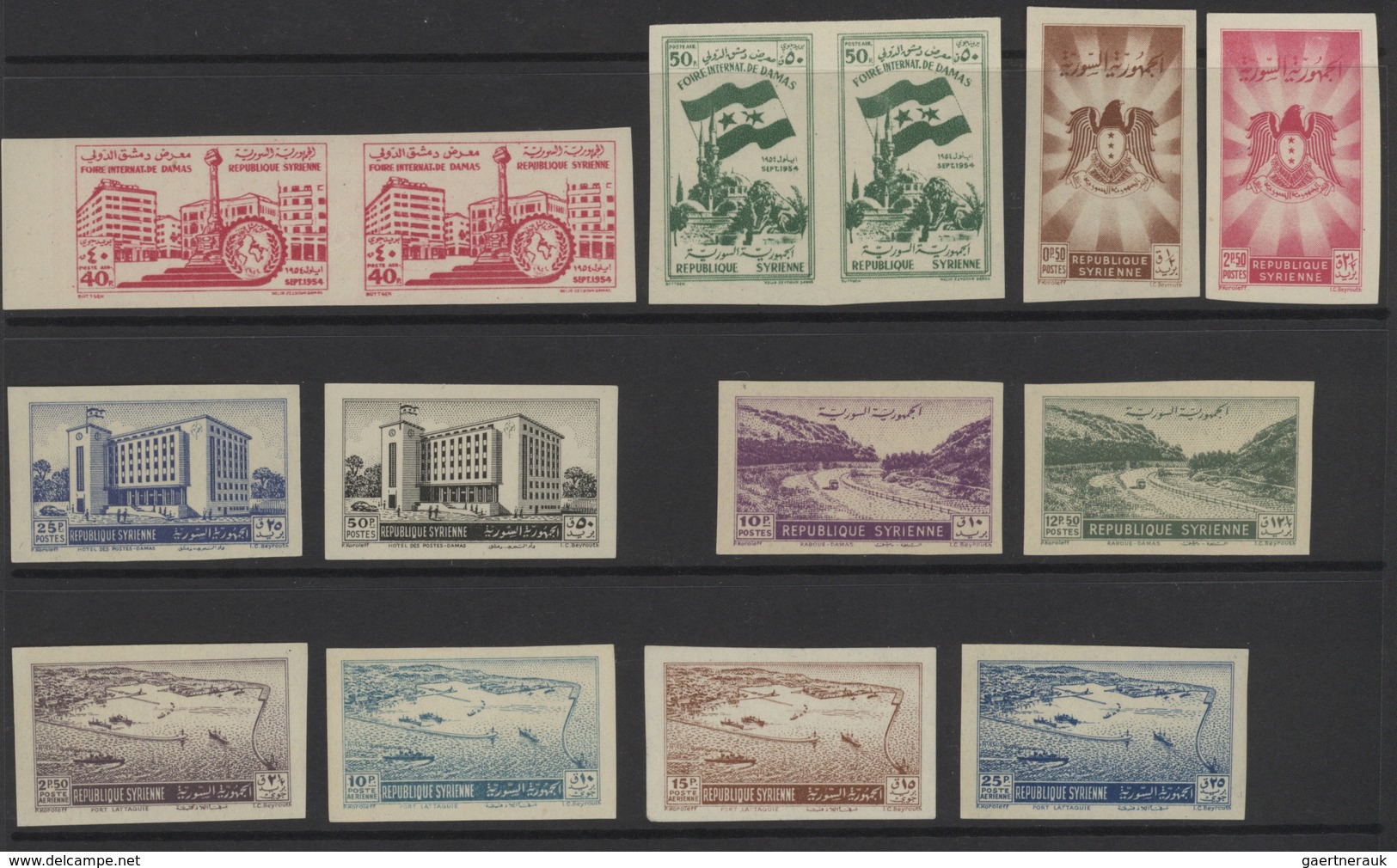 Syrien: 1919-1980, Album Containing Imperf Pairs And Proofs, Early Issues With Handstamped Overprint - Syrie