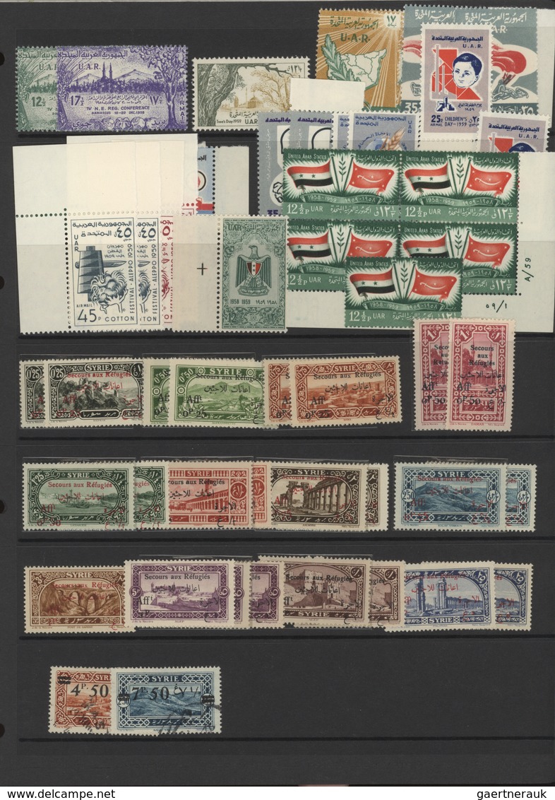 Syrien: 1919-1980, Album containing imperf pairs and proofs, early issues with handstamped overprint