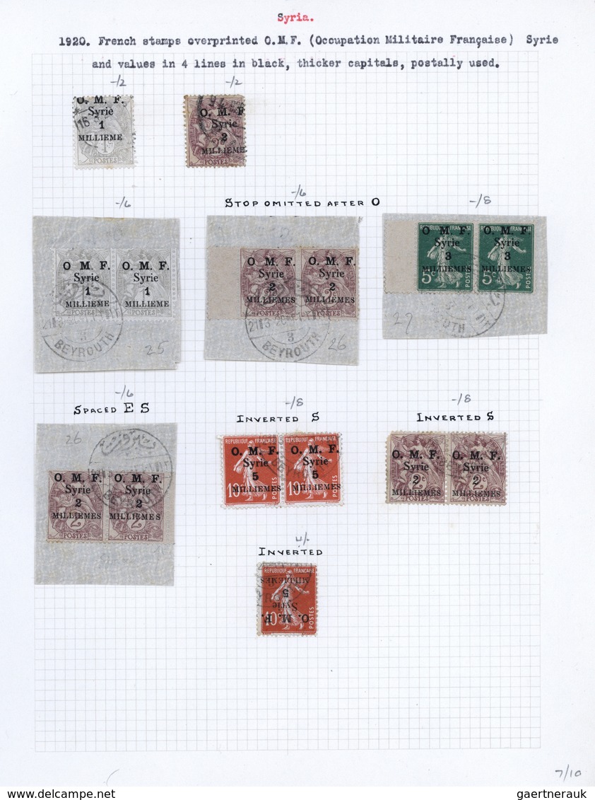 Syrien: 1920/1924, Specialised Collection Of Apprx. 220 Overprint Stamps Arranged On Written Up Albu - Syrien