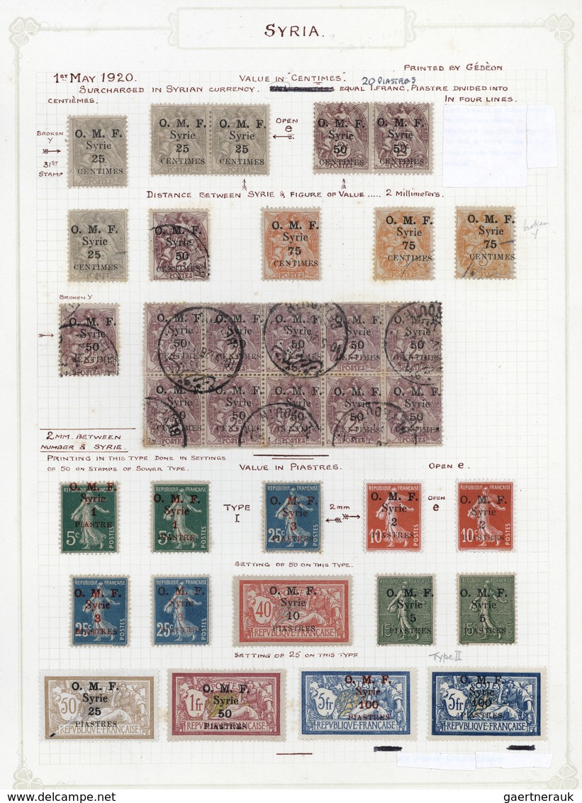 Syrien: 1920/1924, Specialised Collection Of Apprx. 220 Overprint Stamps Arranged On Written Up Albu - Syrie