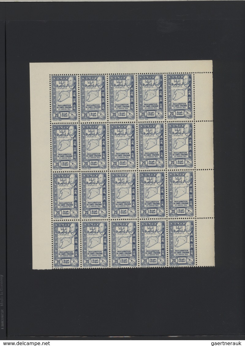 Syrien: 1930-1975, Mint stock in large album with sheets and blocks, including early air mails, over