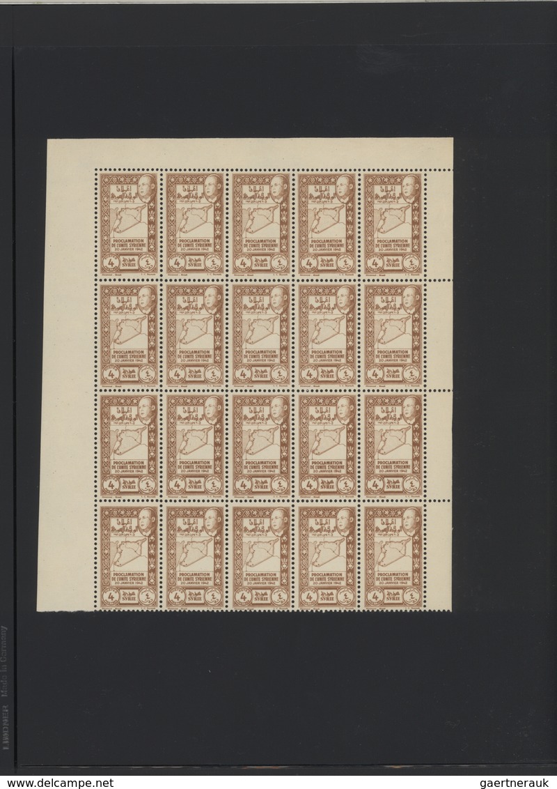 Syrien: 1930-1975, Mint stock in large album with sheets and blocks, including early air mails, over