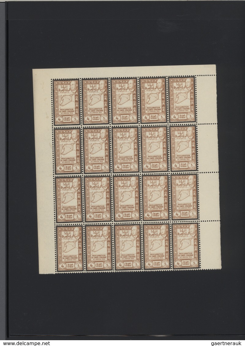 Syrien: 1930-1975, Mint stock in large album with sheets and blocks, including early air mails, over