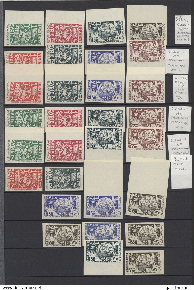 Syrien: 1930-50, Stock Of Imperf Issues In Large Album Including Air Mails, Many Imperfs In Pairs, M - Syrie