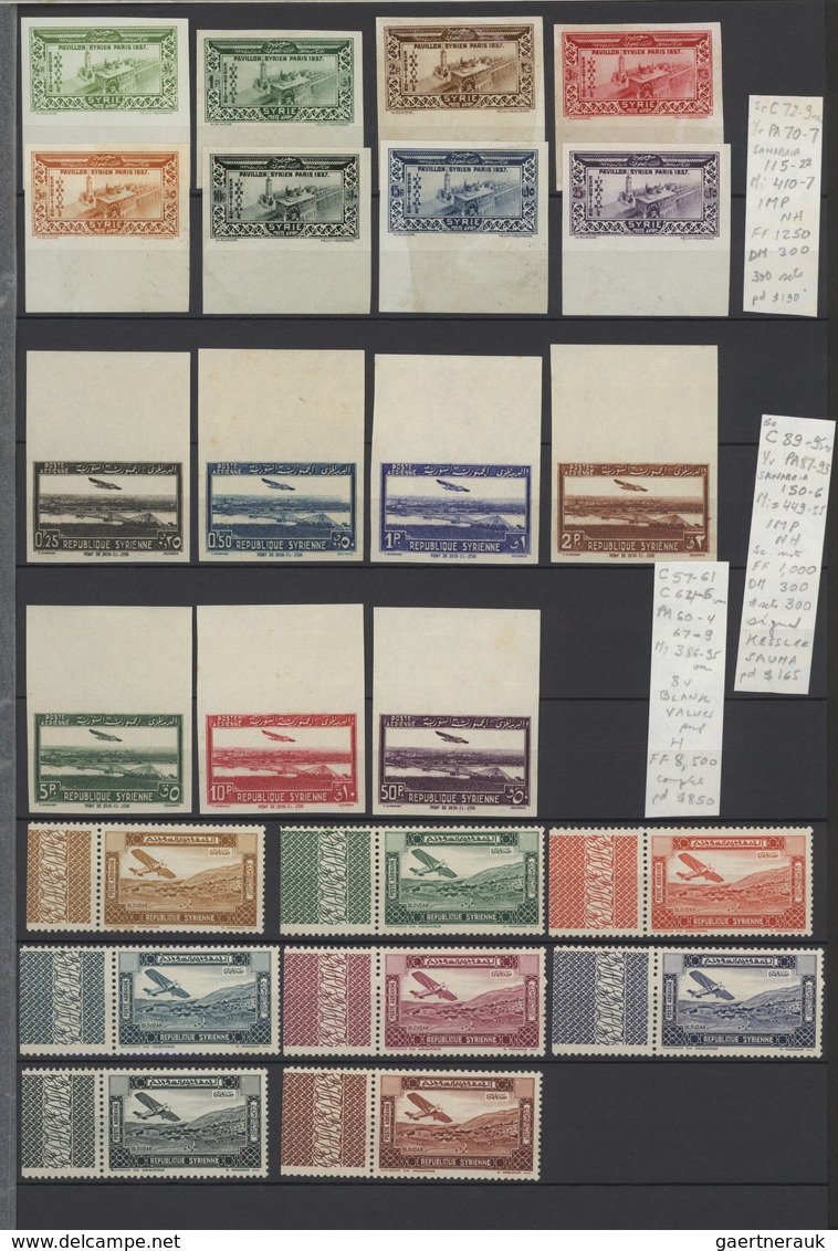 Syrien: 1930-50, Stock of imperf issues in large album including air mails, many imperfs in pairs, m