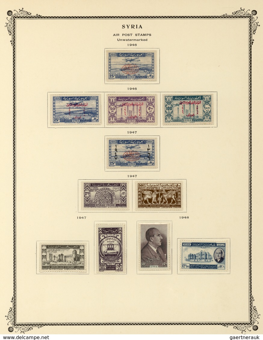 Syrien: 1942/1953, specialised mint collection on album pages, showing blocks of four, plate blocks,