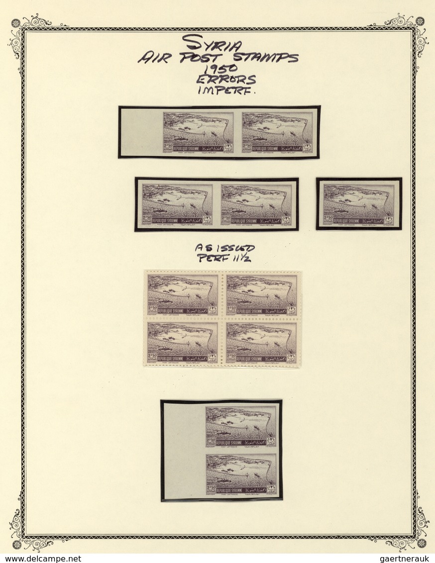 Syrien: 1942/1953, specialised mint collection on album pages, showing blocks of four, plate blocks,