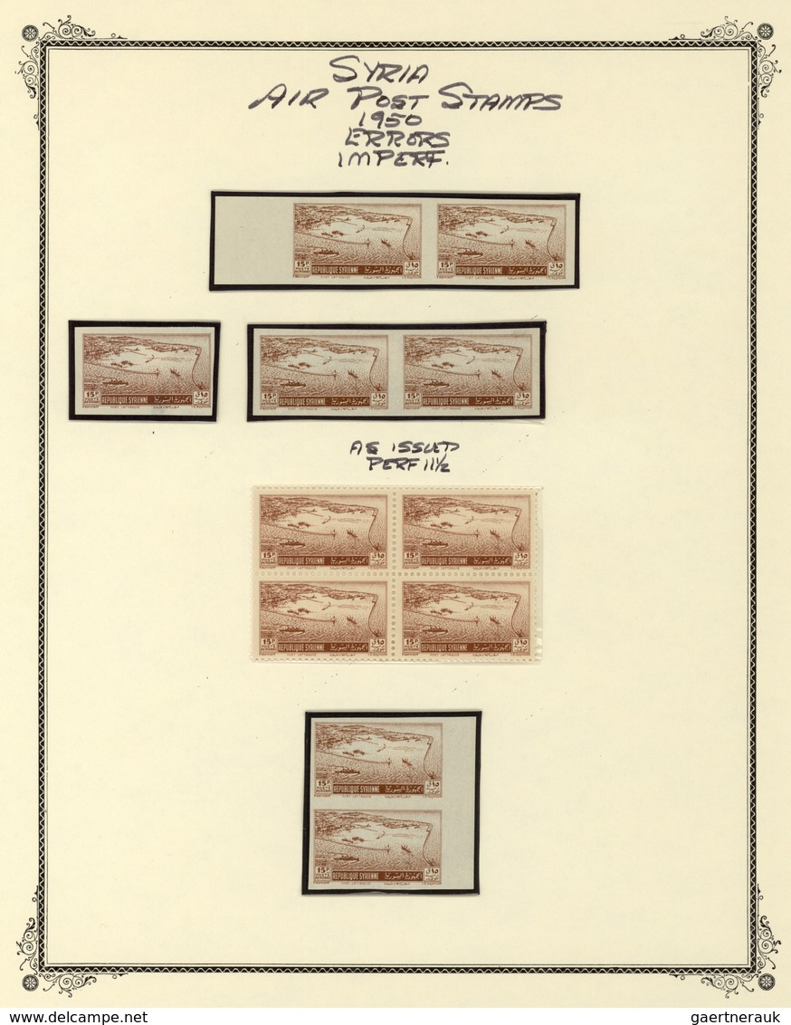 Syrien: 1942/1953, specialised mint collection on album pages, showing blocks of four, plate blocks,