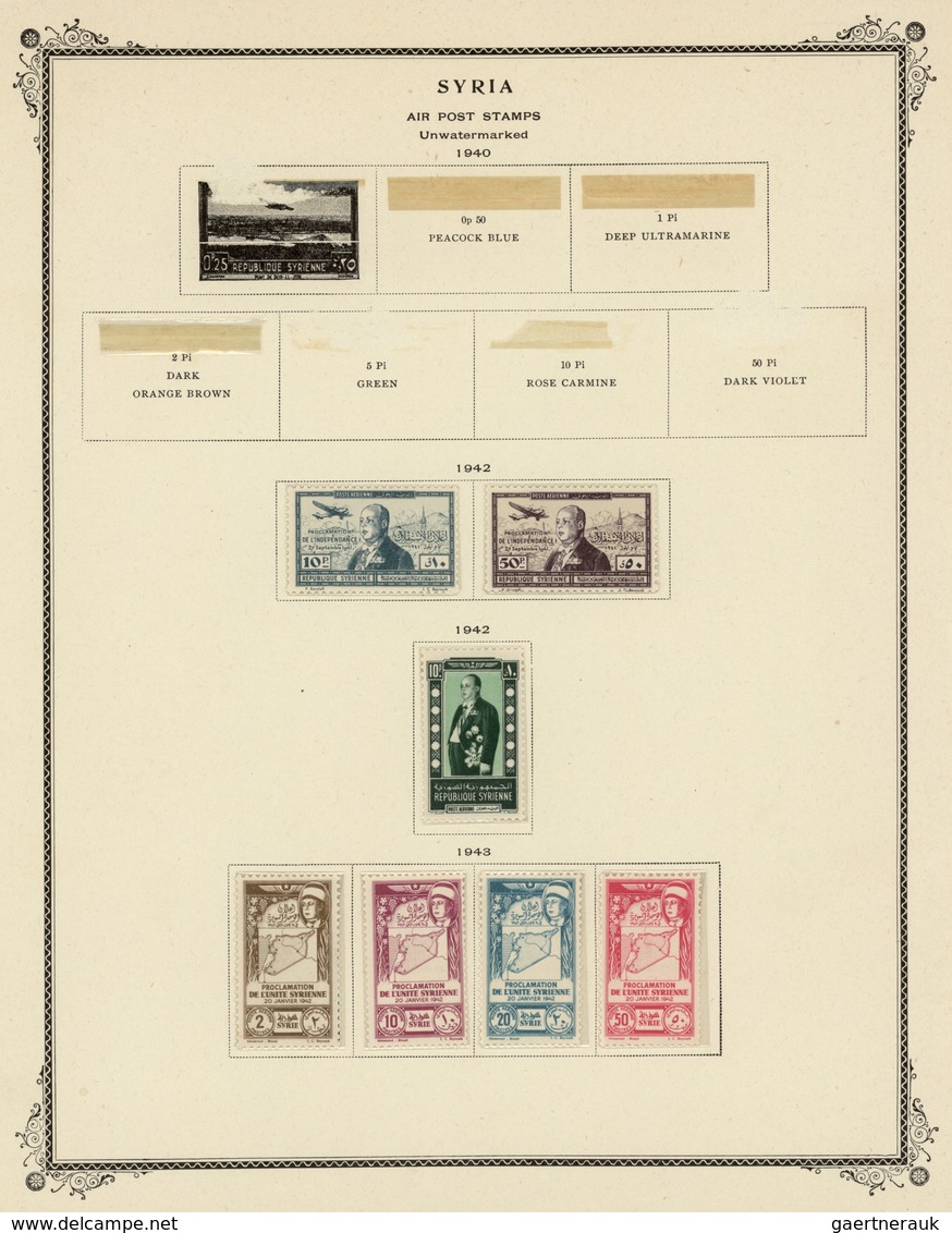 Syrien: 1942/1953, specialised mint collection on album pages, showing blocks of four, plate blocks,