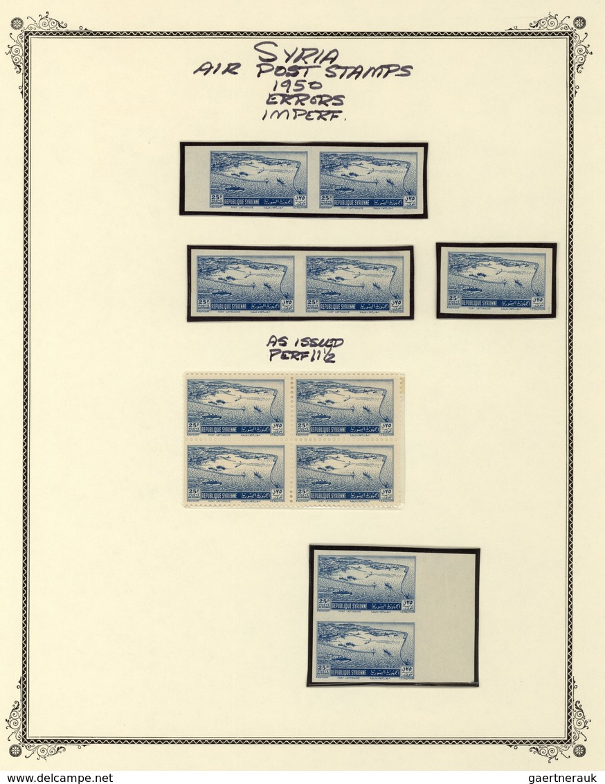 Syrien: 1942/1953, specialised mint collection on album pages, showing blocks of four, plate blocks,