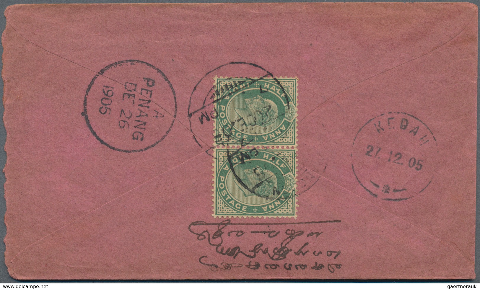 Thailand - Stempel: 1905-07 "KEDAH" Siamese C.d.s. Used As Arrival Datestamp On 11 Covers From India - Tailandia