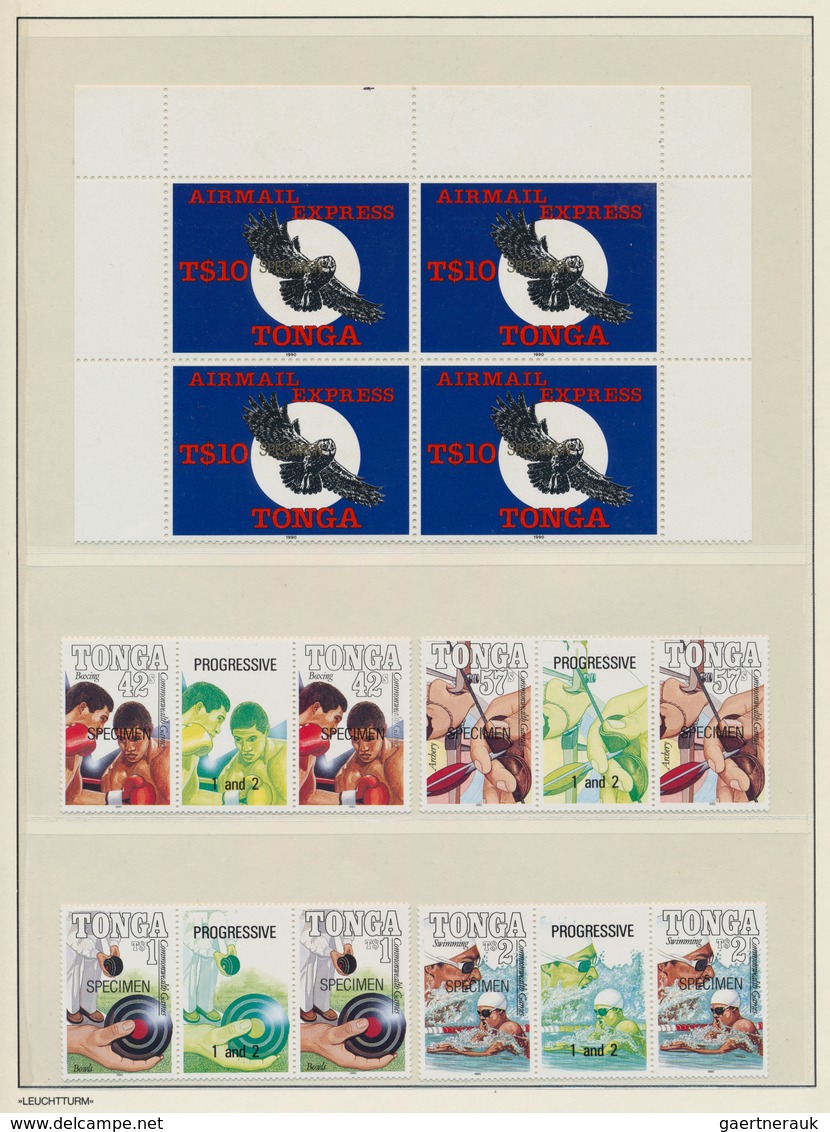 Tonga: 1990/1997, Collection Of 625 Stamps And 6 Souvenir Sheets. All With SPECIMEN Overprint And 80 - Tonga (...-1970)