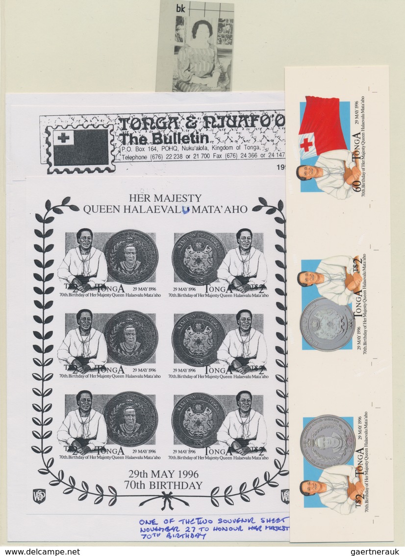 Tonga: 1996, 70th Birthday Of Her Majesty Queen Halaevalu Mata'aho, Very Special Collection Of Proof - Tonga (...-1970)