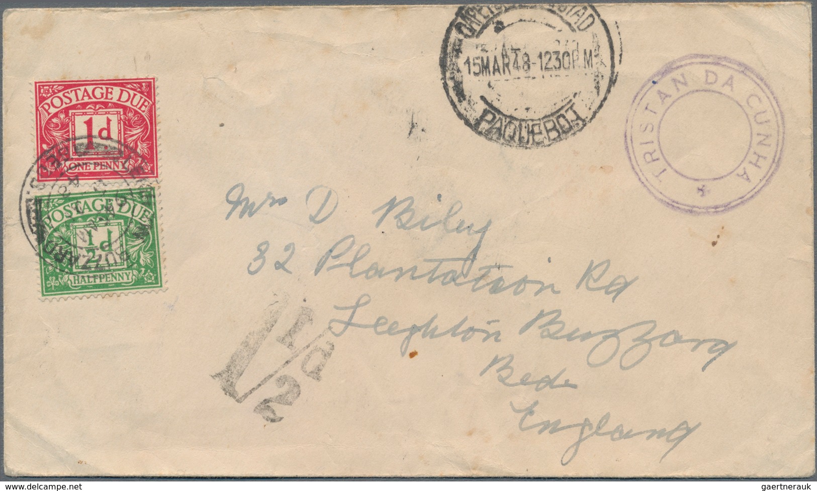 Tristan Da Cunha: 1930's/40's: Four Covers Bearing Various Types Of Undated "TRISTAN DA CUNHA" Hands - Tristan Da Cunha