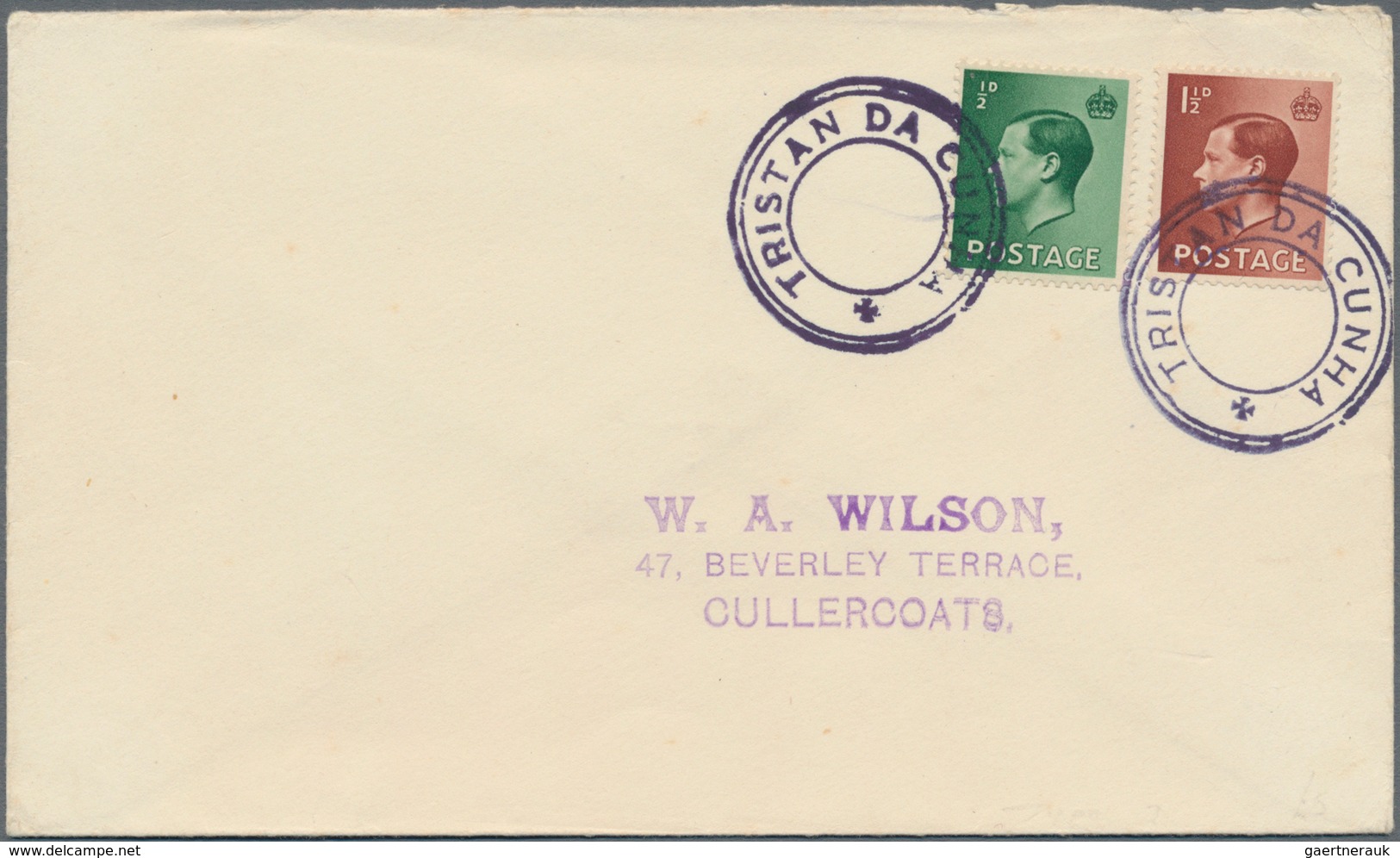 Tristan Da Cunha: 1930's/40's: Four Covers Bearing Various Types Of Undated "TRISTAN DA CUNHA" Hands - Tristan Da Cunha