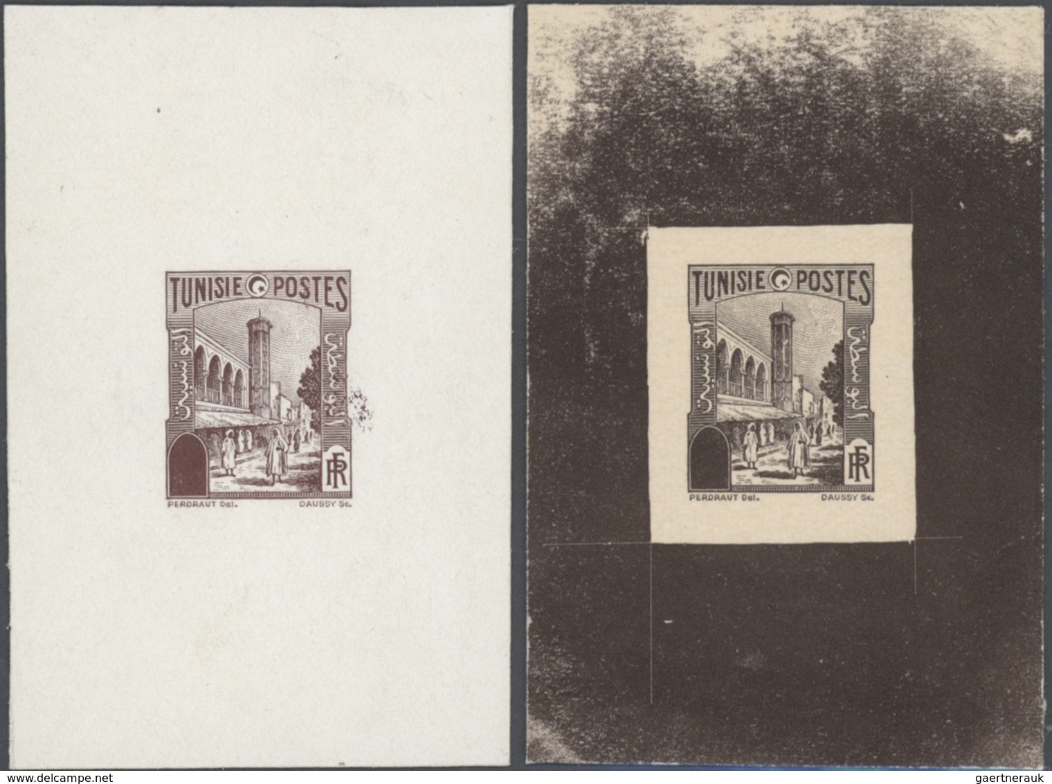 Tunesien: 1926, Definitives "Tunisian Views", Group Of Eleven Single Die Proofs Of Various Occurrenc - Oblitérés