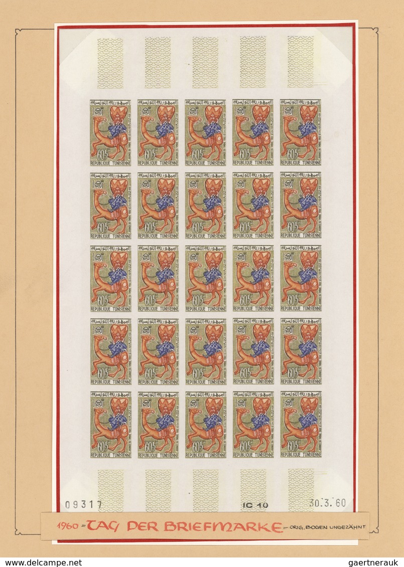 Tunesien: 1957/1963, extraordinary mint collection of apprx. 2.600 IMPERFORATE stamps within large u