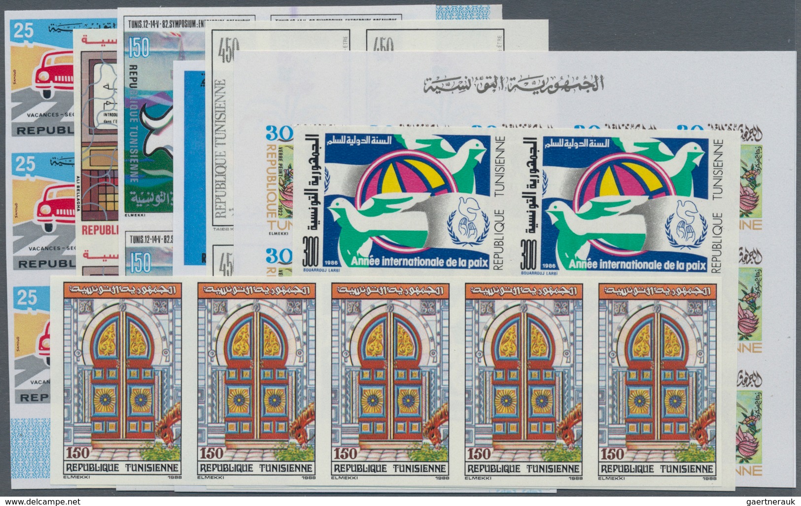 Tunesien: 1970/1991 (ca.), Accumulation With More Than 5.000 Only IMPERFORATE Stamps With Many In La - Gebruikt