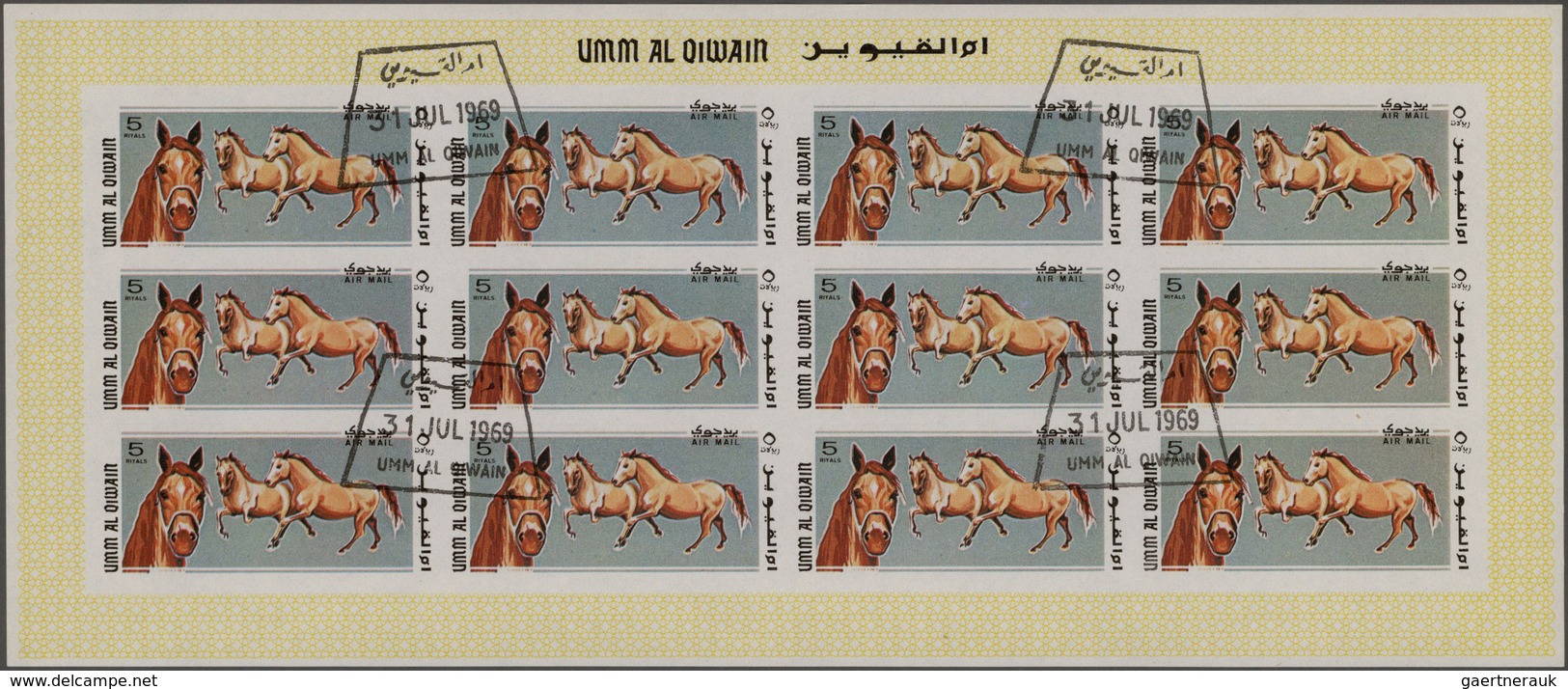 Umm Al Qaiwain: 1965/1969 (ca.), Enormous Stock Of Used Perforated And Imperforated Stamps With Hund - Umm Al-Qiwain
