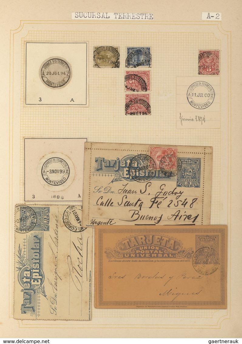 Uruguay: 1880/1950 (ca.), THE POSTMARKS OF URUGUAY, Sophisticated And All-embracing Collection In El - Uruguay