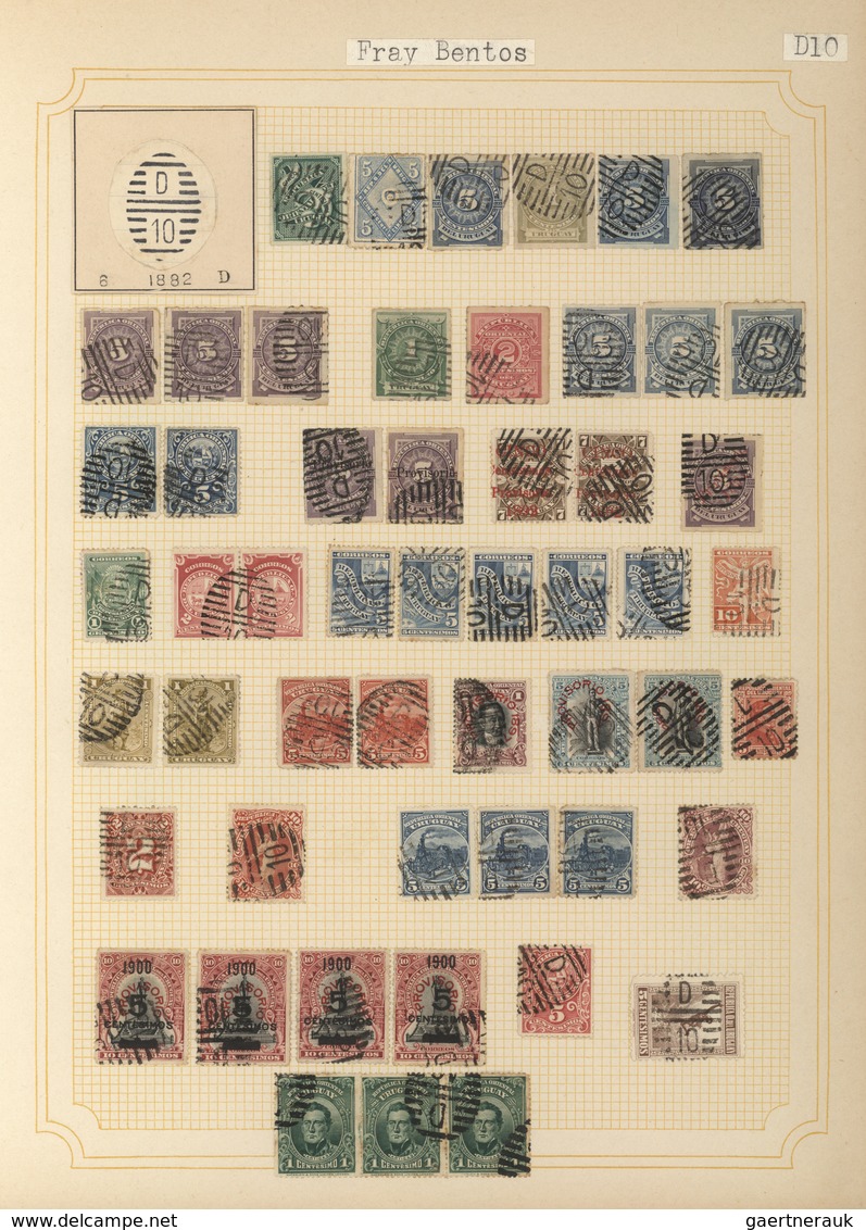 Uruguay: 1880/1950 (ca.), THE POSTMARKS OF URUGUAY, sophisticated and all-embracing collection in el