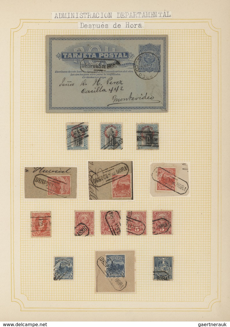 Uruguay: 1880/1950 (ca.), THE POSTMARKS OF URUGUAY, sophisticated and all-embracing collection in el