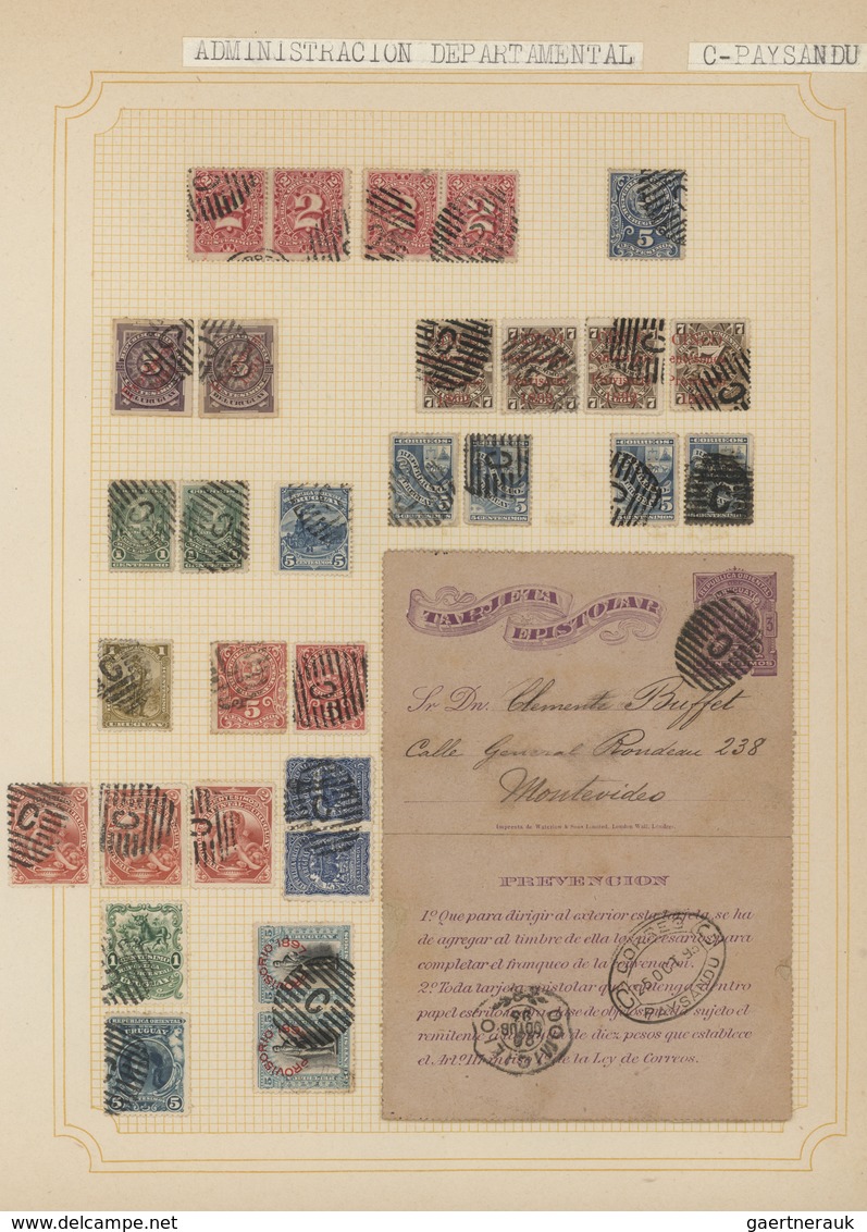 Uruguay: 1880/1950 (ca.), THE POSTMARKS OF URUGUAY, sophisticated and all-embracing collection in el