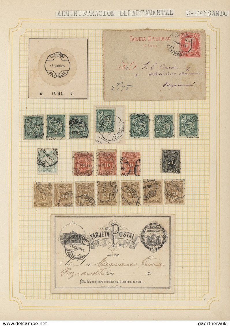 Uruguay: 1880/1950 (ca.), THE POSTMARKS OF URUGUAY, sophisticated and all-embracing collection in el