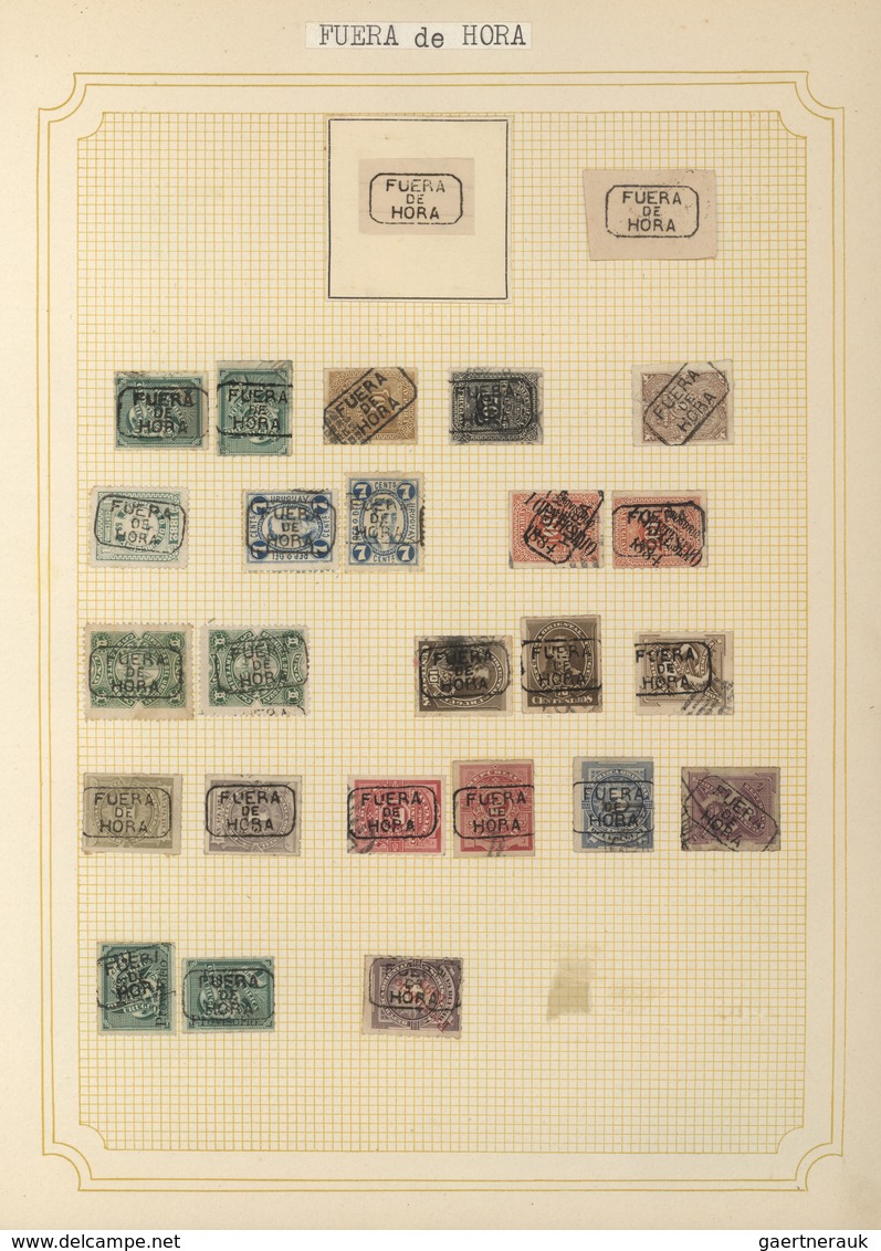 Uruguay: 1880/1950 (ca.), THE POSTMARKS OF URUGUAY, sophisticated and all-embracing collection in el