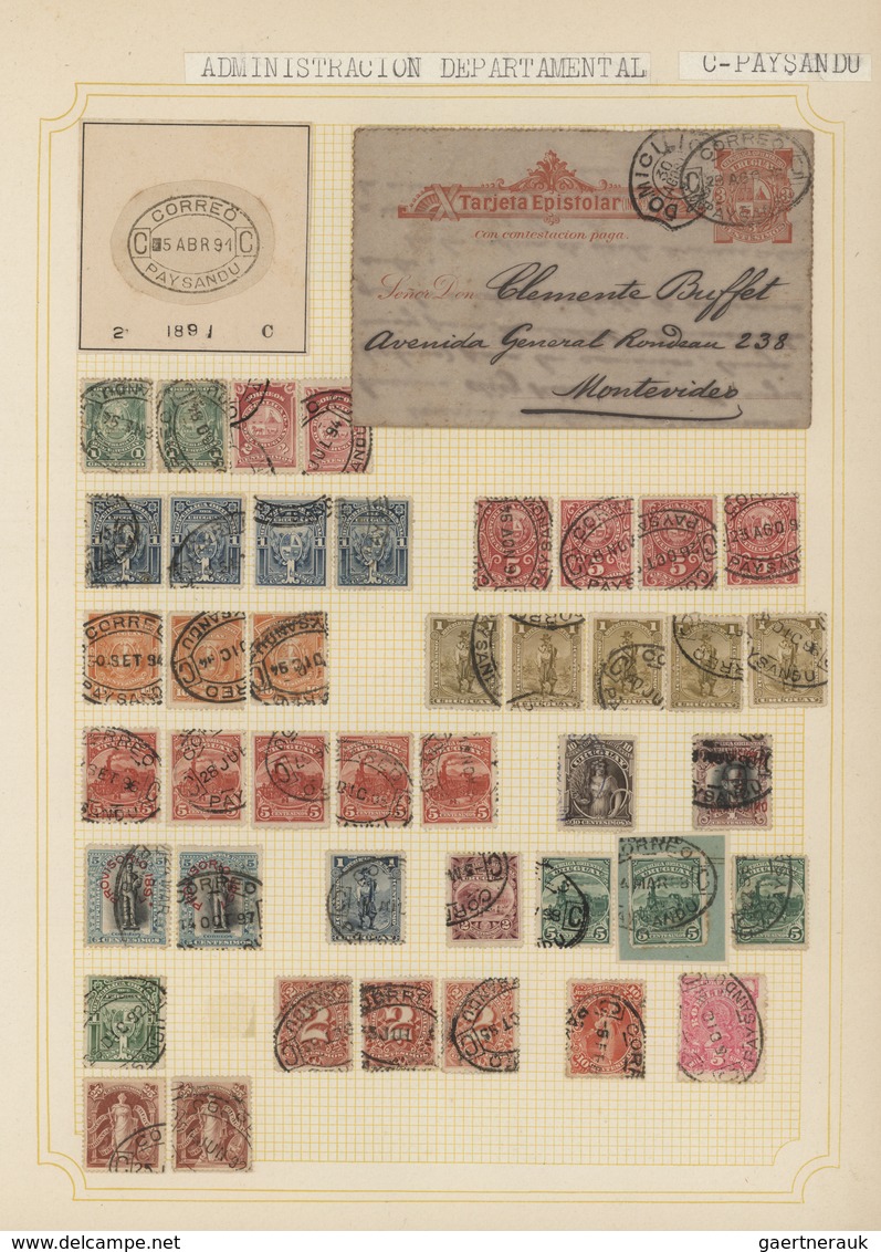 Uruguay: 1880/1950 (ca.), THE POSTMARKS OF URUGUAY, sophisticated and all-embracing collection in el